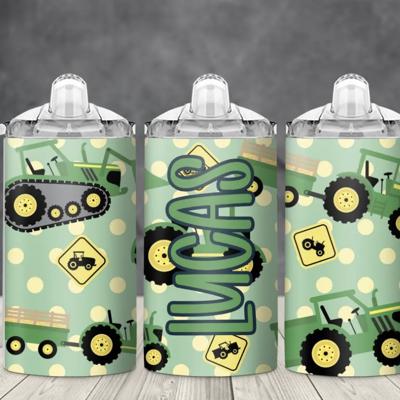 Green Tractor Personalized 12 oz Stainless Steel Sippy Cup