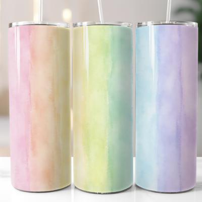 Pastel Rainbow Water Color 20 oz Stainless Steel Tumbler