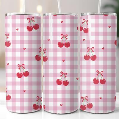 Black and White Checkered 20 oz Tumbler