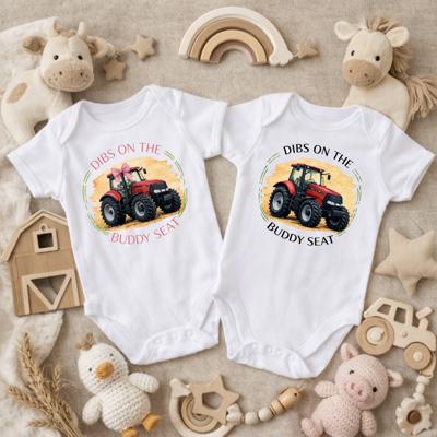 Dibs on the Buddy Seat Red Tractor Kids Harvest Tee Shirt