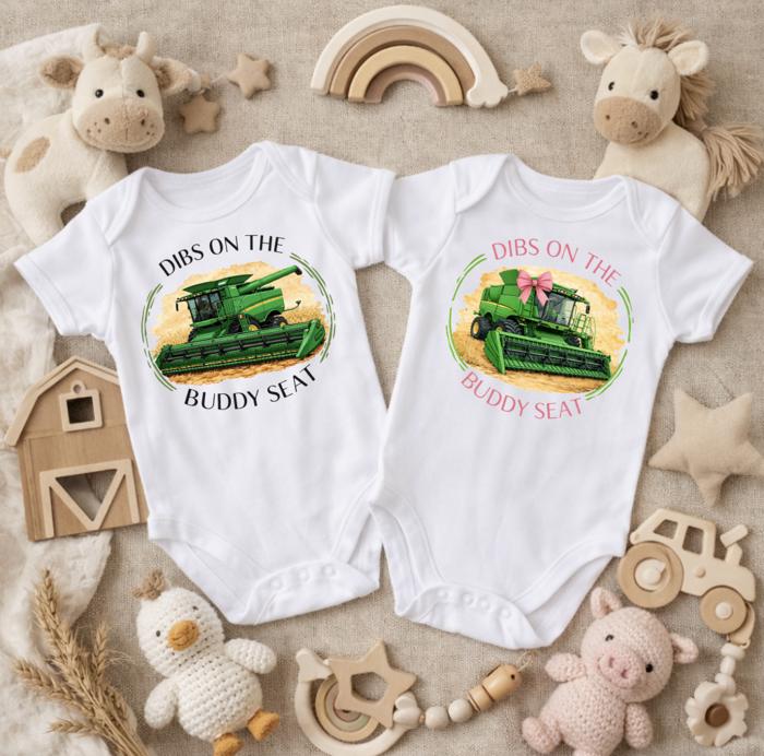 Dibs on the Buddy Seat Green Combine Kids Harvest Tee Shirt