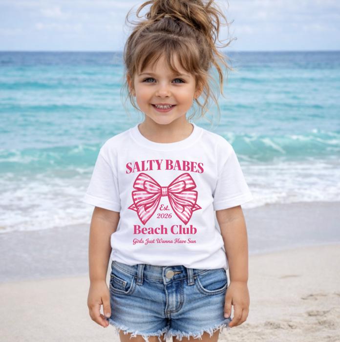 Salty Babes Beach Club Girls Summer Tee Shirt