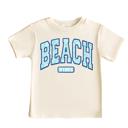  Beach Vibes Faux Embroidery Lined letters Girls Summer Tee Shirt
