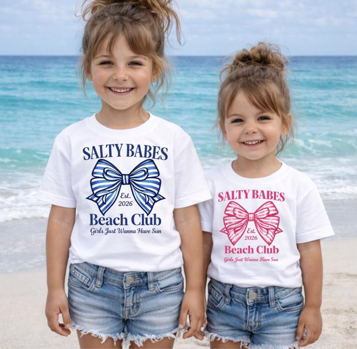 Salty Babes Beach Club Girls Summer Tee Shirt