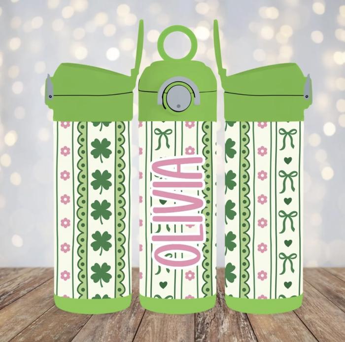 St Patrick's Day Girls 12oz Stainless Steel Flip Top Tumbler