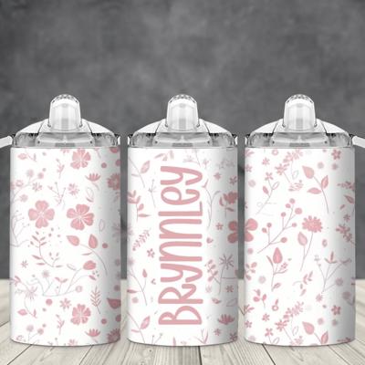 Pink Floral Baby 12 oz Sippy cup with 2 Lids & Straw