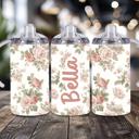  Floral 12 oz Girls Personalized Sippy Cup with 2 Lids and Straw
