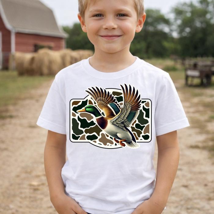 Mallard and Camo Boys Hunting Tee Shirt