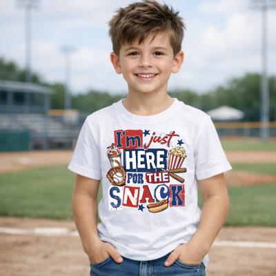 I'm Just here for the Snack Unisex Kids Baseball Game Tee Shirt