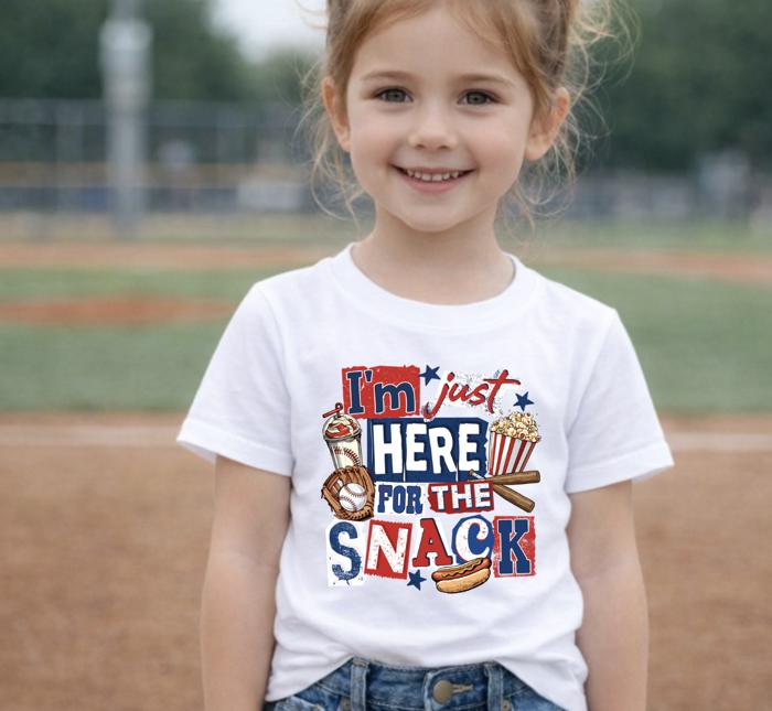 Just Here for the Snack Unisex Kids Baseball Tee Shirt