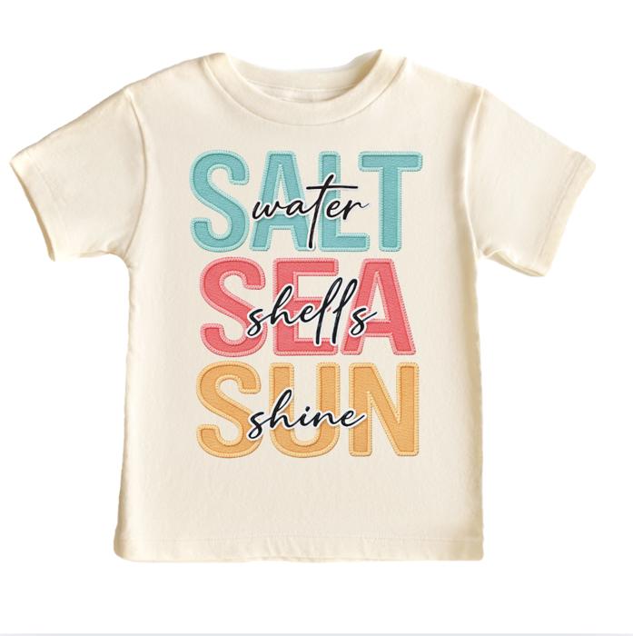 Salt Water, Sea Shells Sun Shine Girls Summer Beach Tee Shirt