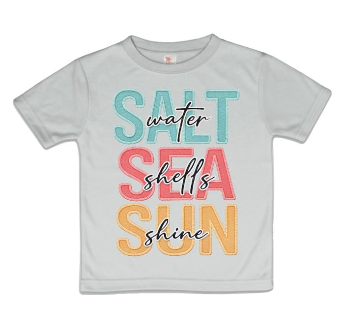 Salt Water, Sea Shells Sun Shine Girls Summer Beach Tee Shirt