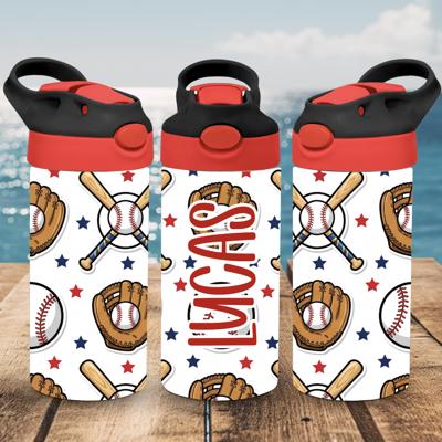 Baseball Sports Tumbler, Flip-top Leak-Proof Toddler Water Bottle