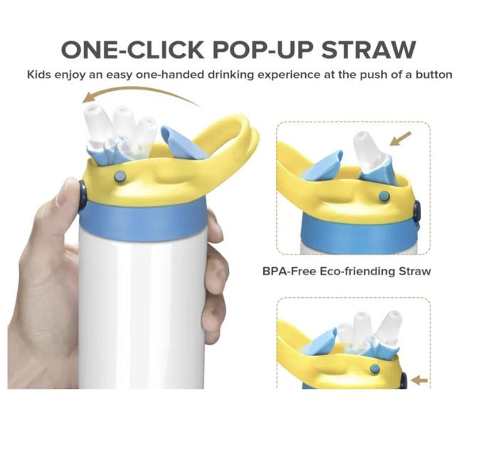 Baseball Sports Tumbler, Flip-top Leak-Proof Toddler Water Bottle
