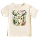  Boho Wildflowers Western Skull Girls Tee Shirt