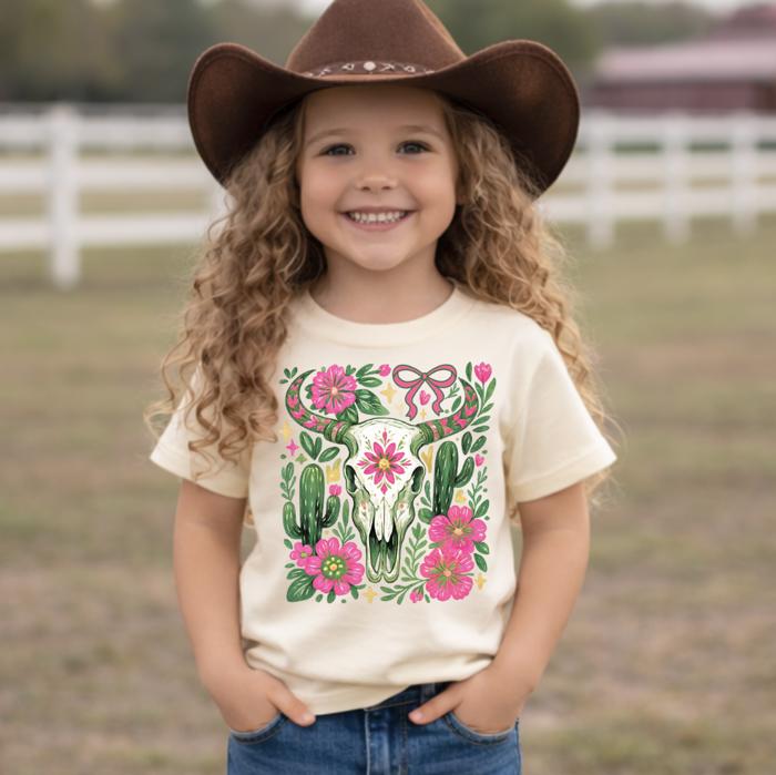 Western Boho Skull Girls Tee Shirt
