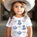  Cowgirl Western Toile Boot and Hat with Barbed Wire Bows Girls Tee Shirt