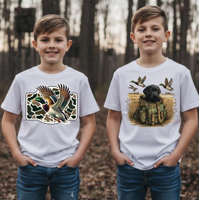 Little Hunter and Mallards Boys Hunting Tee Shirts