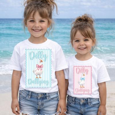 Dilly Dallying Silly Goose Girls Preppy Tee Shirt