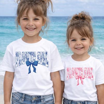 Flower Girl Toile and Coquette Bow Girls Tee Shirts