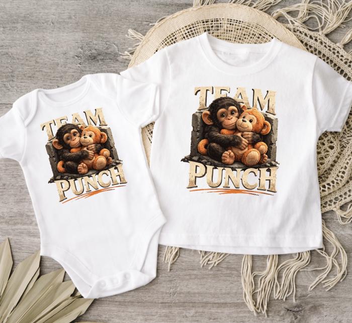 Team Punch Viral Monkey and Stuffed Animal Kids Tee Shirt