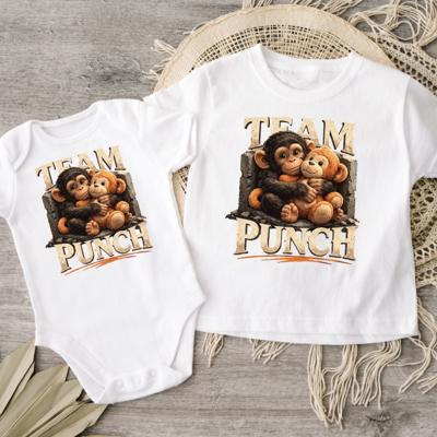 Team Punch Viral Monkey and Stuffed Animal Kids Tee Shirt