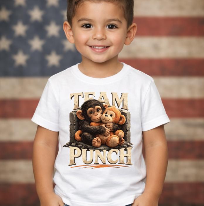 Team Punch Viral Monkey and Stuffed Animal Kids Tee Shirt