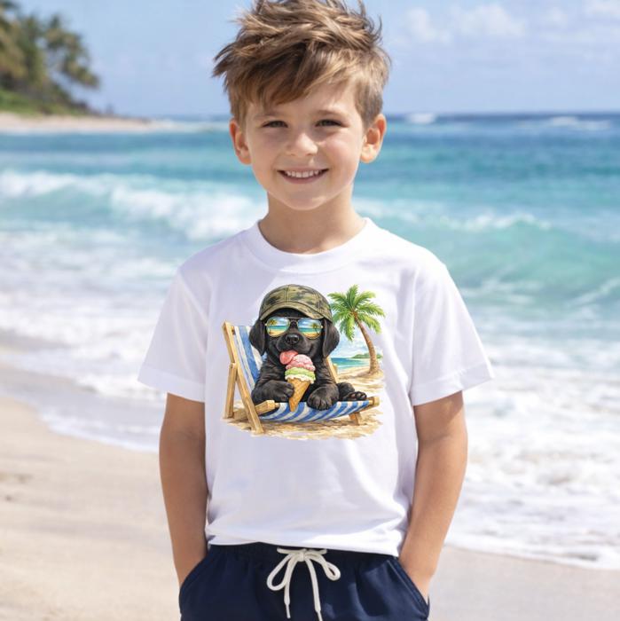 Black Lab and Ice Cream Cone Boys Summer Tee Shirt