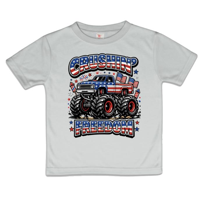 Crushin Freedom Monster Truck Boys 4th of July Patriotic Tee Shirt