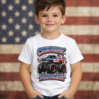 Crushin Freedom Monster Truck Boys 4th of July Patriotic Tee Shirt