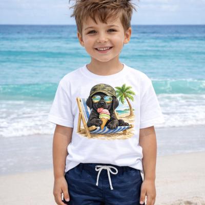 Dog and Ice Cream Cone Kids Summer Tee Shirt