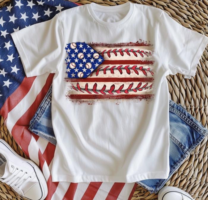 Baseball Flag Kids Tee Shirt