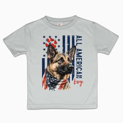 All American Boy German Shepherd Patriotic Tee Shirt
