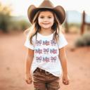  Patriotic Flags and Bows Girls Coquette 4th of July Tee Shirt