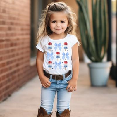 Popsicles and Coquette Bows Girls Patriotic Tee Shirt
