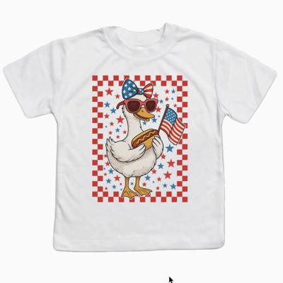 Silly Goose and Hotdog 4th of July Kids Tee Shirt