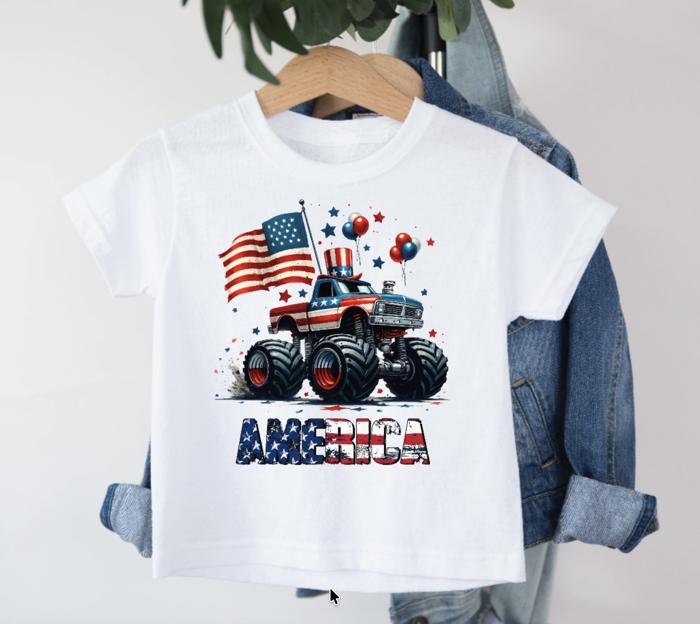 America Monster Truck Boys Tee Shirt