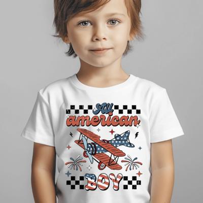 All American Boy Airplane Boys Patriotic Tee Shirt