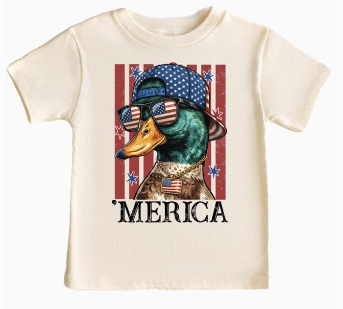 "Merica" Mallard 4th of July Patriotic Boys Tee Shirt