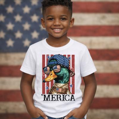 "Merica" Mallard 4th of July Patriotic Boys Tee Shirt