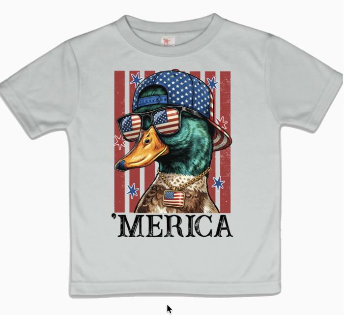 "Merica" Mallard 4th of July Patriotic Boys Tee Shirt