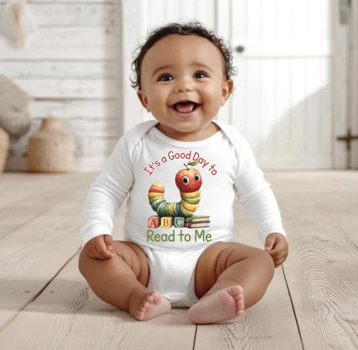 Good Day to Read to Me Book Worm Baby Bodysuit