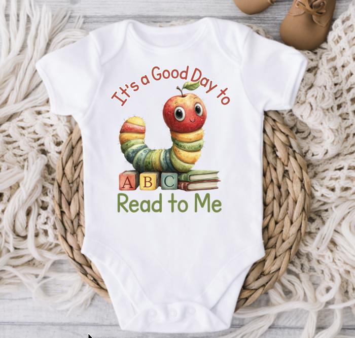 Good Day to Read to Me Book Worm Baby Bodysuit