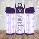  Pink Coquette Bows and Stripes Girls 12oz flip Top Water Bottle