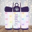  Pink Coquette Bows and Stripes Girls 12oz flip Top Water Bottle