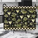  Martini Olives with Black and Gold Checkered Border Cutting Board 15" x 11"