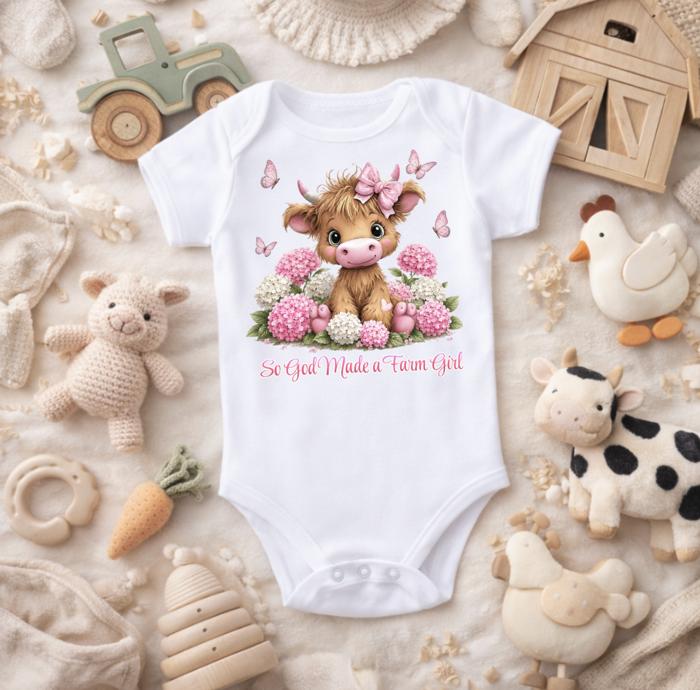 So God Made a Farm Girl Baby Girl Onesie