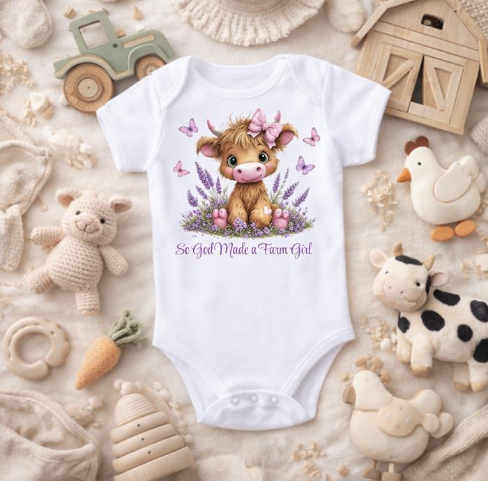 So God Made a Farm Girl Baby Girl Onesie