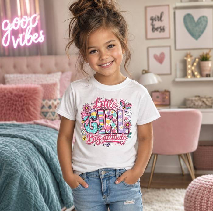 Little Girl Big Attitude Girls Tee Shirt