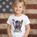  America 4th of July Kids Unisex T-shirt with Raccoon and Hotdog 